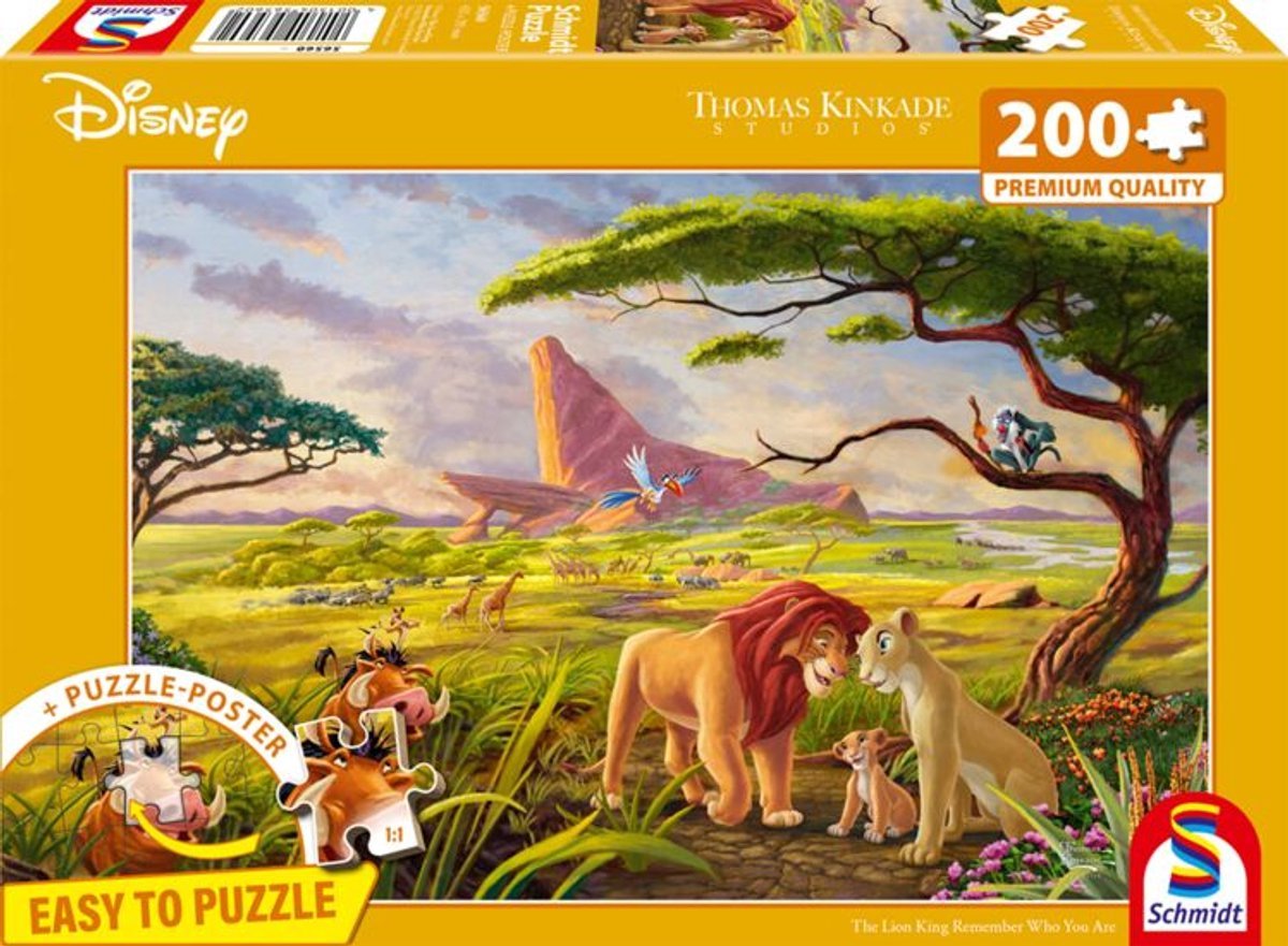 999games schmidt puzzle - thomas kinkade studios - disney, lion king, 200 pieces - jigsaw puzzle
