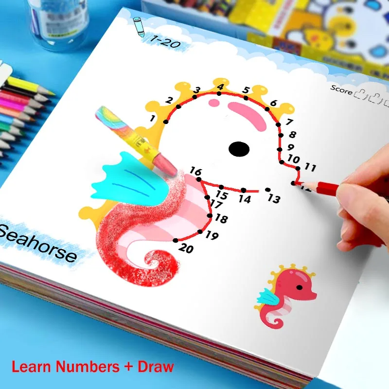Line drawing, children's doodle books, learning numbers, early education to improve grades, fun drawing games, holiday gifts - Imagen 10