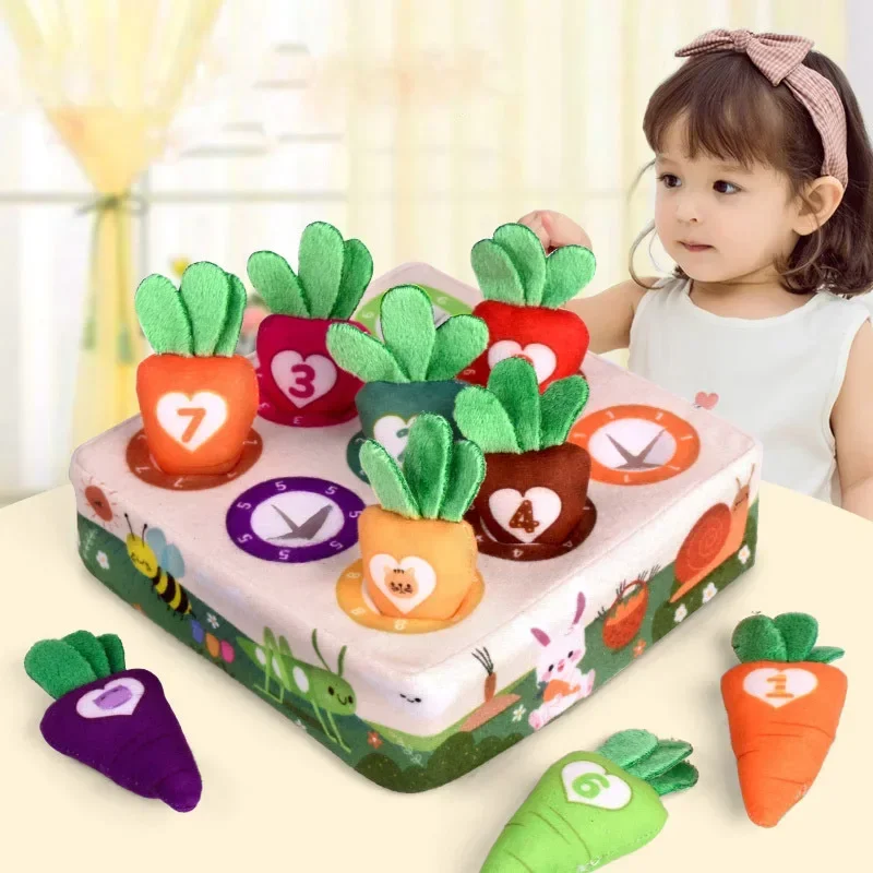 Baby Carrot Harvest Game Cotton Montessori Game Shape Color Classification Matching Puzzle Recognition 0-3 Baby Puzzle Toy - Imagen 9