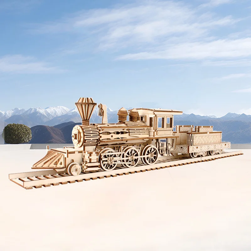 3D Wooden Puzzle Streetcar Sakura Journey Tram Station Retro Car Bus Model DIY Assembly Toys For Children Kids Desk Decoration - Imagen 3