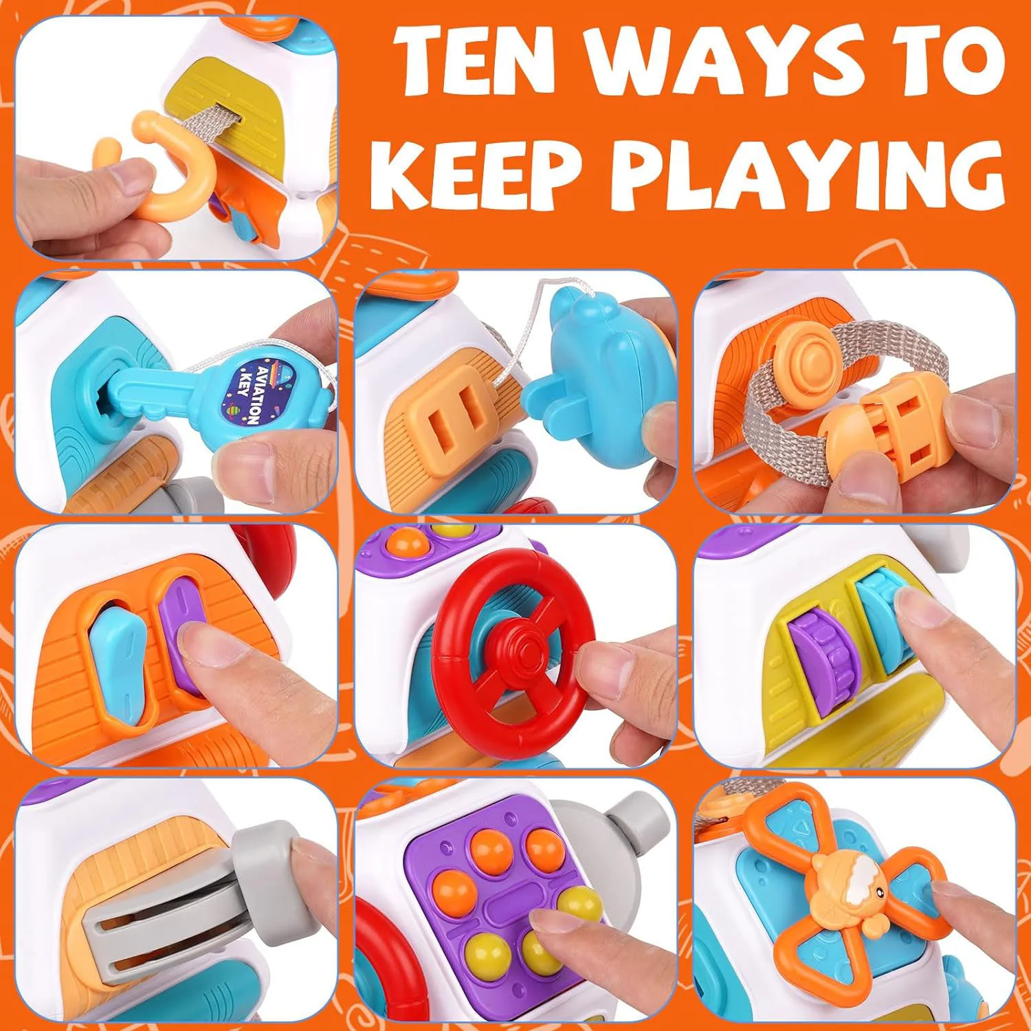 Baby Busy Board Cube Montessori Sensory Toys for Toddler Educational Learning Activities Travel Toy Lock Box Fine Motor Skill - Imagen 3