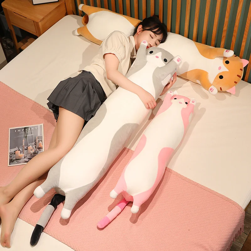 50/70/90/110/130cm Funny Joy Cute Soft Long Cat Plush Toys Pause Office Nap Pillow Bed Sleep Home Decor Doll for Kids Girl Gift - Imagen 26