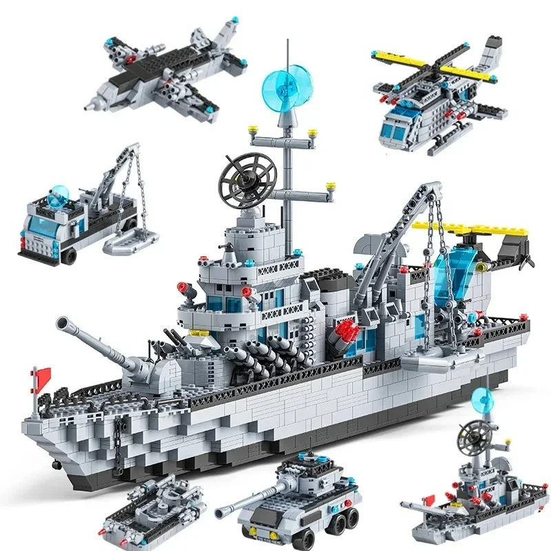 65CM Super Large Navy Warship Building Blocks Army Ship Model 6 in 1 Multi Shape Building Blocks Toy Set for Boys Toys - Imagen 12