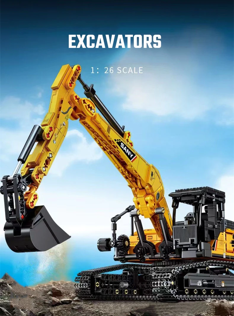 SEMBO BLOCK 1022pcs Excavator Models Building Blocks MOC City Construction Engineering Vehicle Bricks Educational Toys Boys Gift - Imagen 7