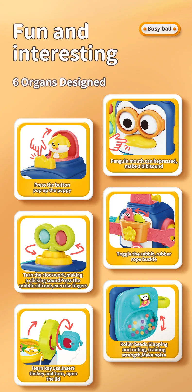 Baby Busy Board Cube Montessori Sensory Toys for Toddler Educational Learning Activities Travel Toy Lock Box Fine Motor Skill - Imagen 19