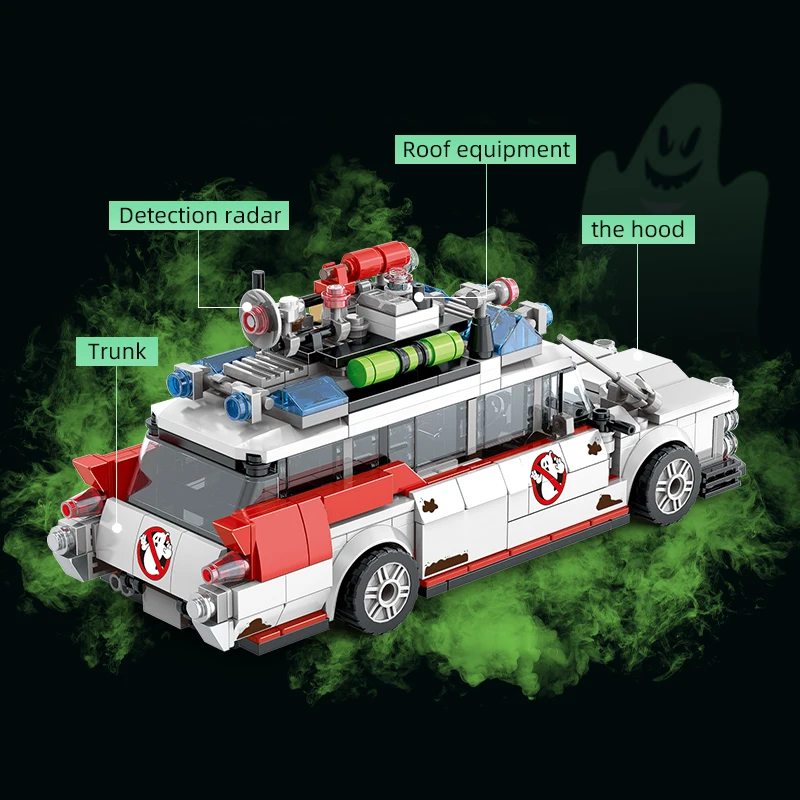 Mini Ghost Racing Car Building Blocks 562PCS MOC RetroAmbulance Bricks DIY Assembly Toy Adults Halloween Christmas Birthday Gift - Imagen 2