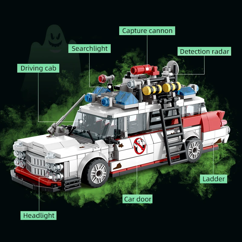 Mini Ghost Racing Car Building Blocks 562PCS MOC RetroAmbulance Bricks DIY Assembly Toy Adults Halloween Christmas Birthday Gift - Imagen 3