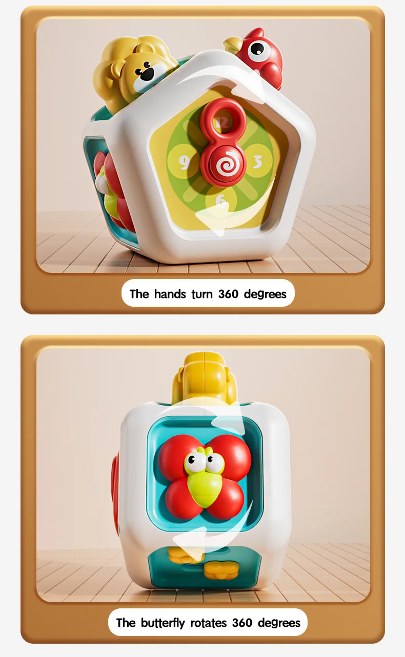 Baby Busy Board Cube Montessori Sensory Toys for Toddler Educational Learning Activities Travel Toy Lock Box Fine Motor Skill - Imagen 39