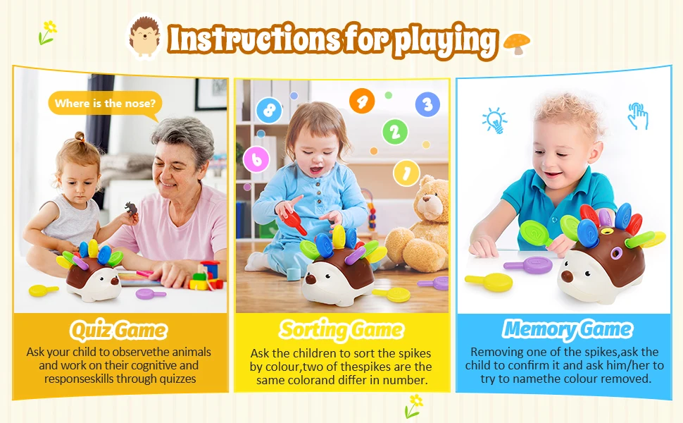 Sensory Hedgehog Toys Toddler Montessori Fine Motor Toys Baby Preschooler Educational Sensory Travel Toys for Age 1 2 3 4 Year - Imagen 14