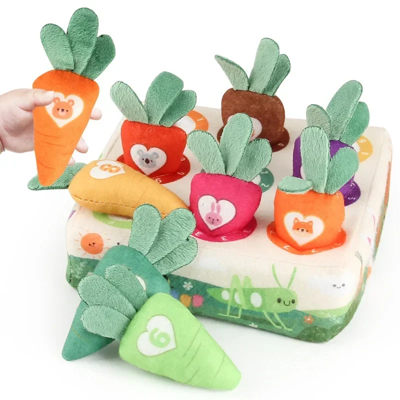 Baby Carrot Harvest Game Cotton Montessori Game Shape Color Classification Matching Puzzle Recognition 0-3 Baby Puzzle Toy - Imagen 11