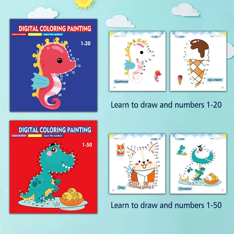 Line drawing, children's doodle books, learning numbers, early education to improve grades, fun drawing games, holiday gifts - Imagen 11