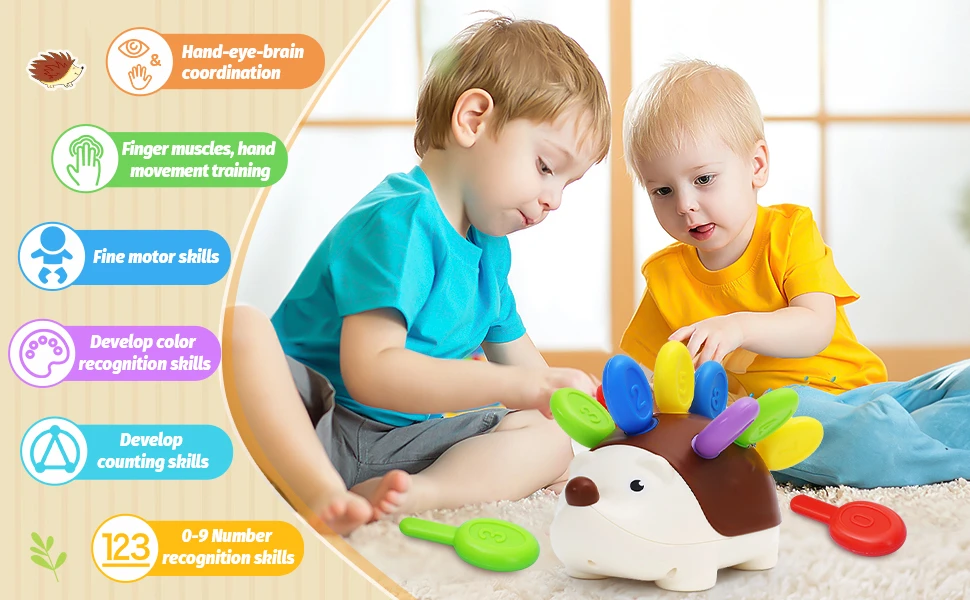 Sensory Hedgehog Toys Toddler Montessori Fine Motor Toys Baby Preschooler Educational Sensory Travel Toys for Age 1 2 3 4 Year - Imagen 7