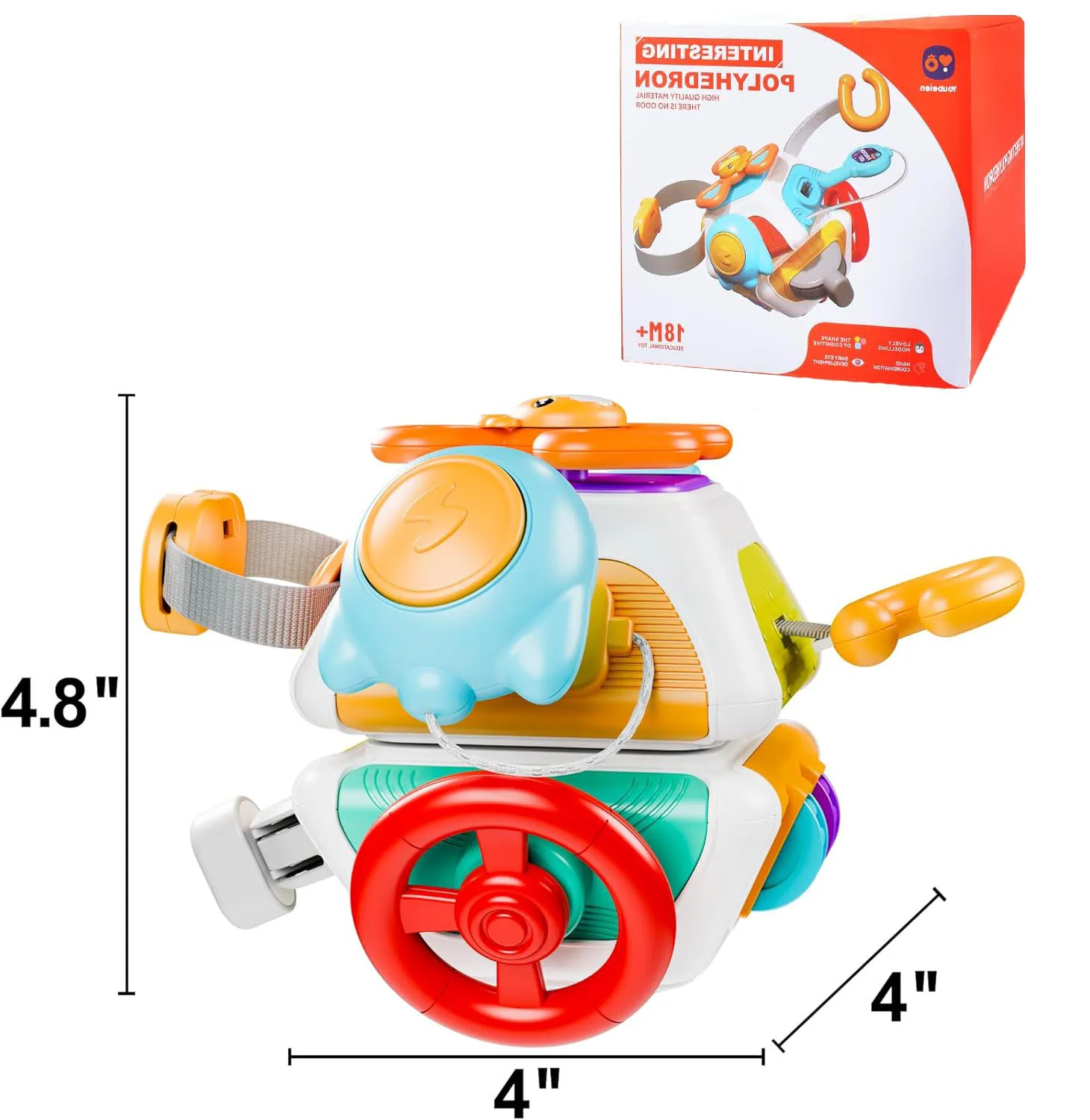 Baby Busy Board Cube Montessori Sensory Toys for Toddler Educational Learning Activities Travel Toy Lock Box Fine Motor Skill - Imagen 16