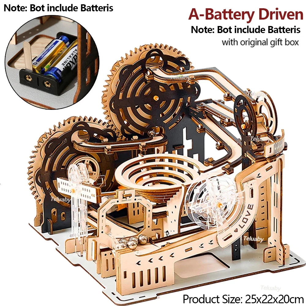 3D Wooden Puzzle Marble Run Set DIY Assemble Mechanical Model Building Kits STEAM Educational Toys for Adult Kids Birthday Gifts - Imagen 9