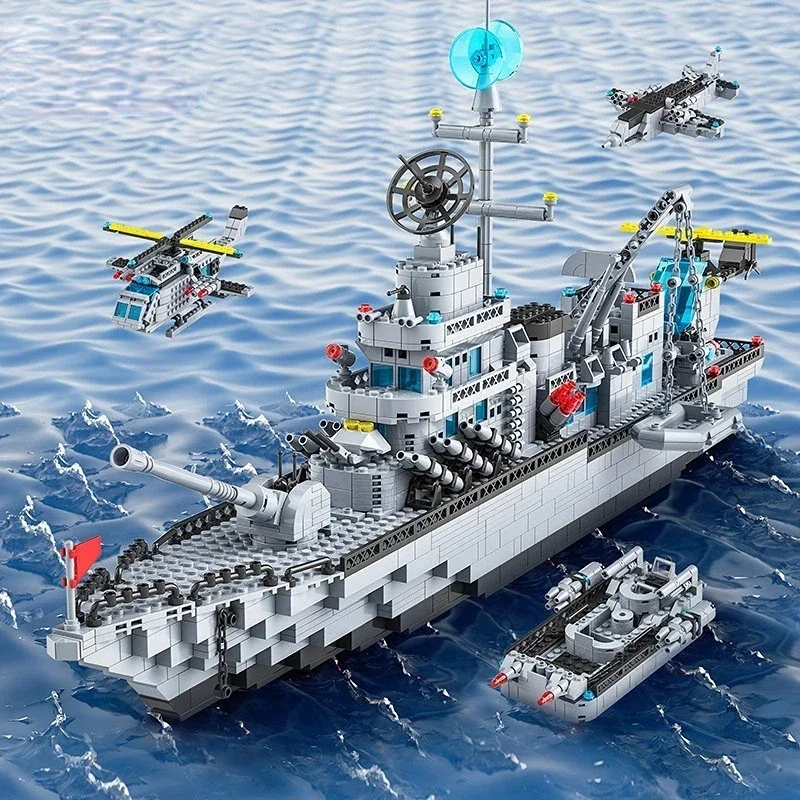 65CM Super Large Navy Warship Building Blocks Army Ship Model 6 in 1 Multi Shape Building Blocks Toy Set for Boys Toys - Imagen 3