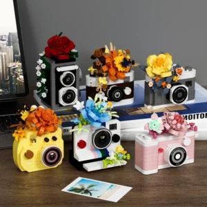 SLR Camera Mirror Flower Model Building Block Set – Creative Trendy Ornament Educational Toy for Children Gift