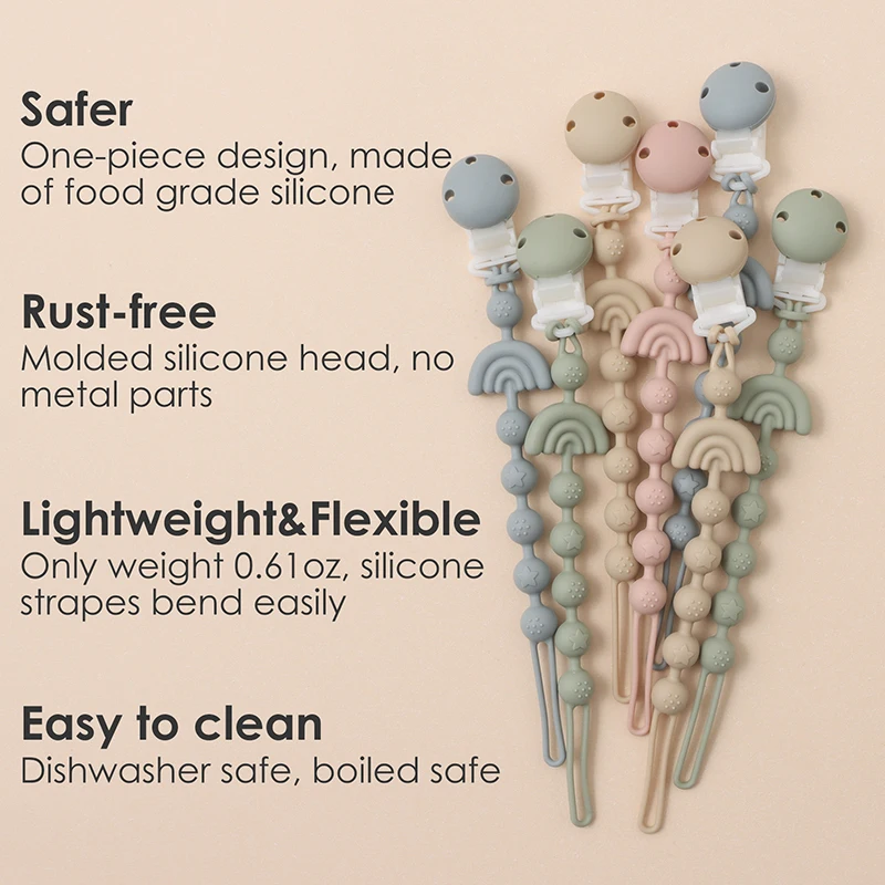 Baby Silicone Pacifier Chain Clip Dummy Nipples Holder Clips BPA Free Babies Teething Chain Toy Gifts For Cute Baby Accessories - Imagen 11