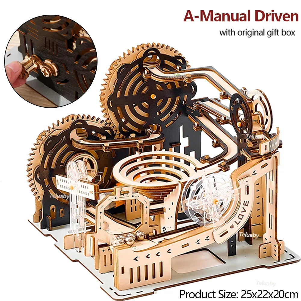 3D Wooden Puzzle Marble Run Set DIY Assemble Mechanical Model Building Kits STEAM Educational Toys for Adult Kids Birthday Gifts - Imagen 7