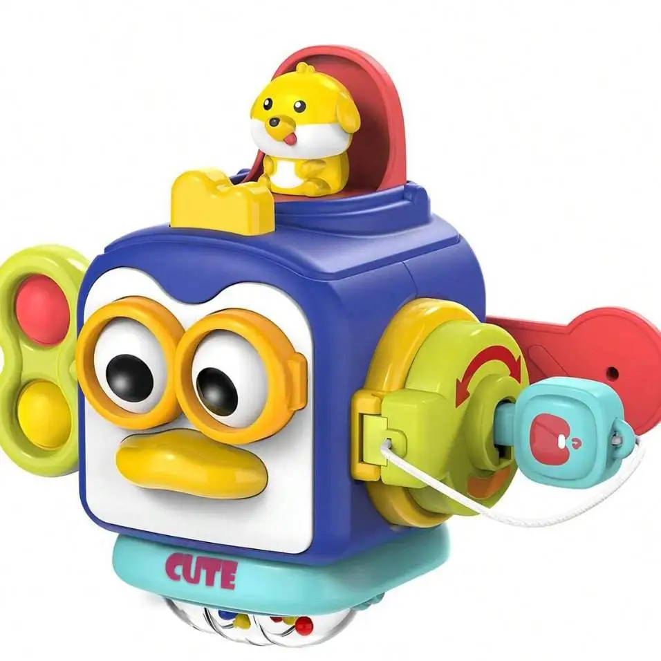 Baby Busy Board Cube Montessori Sensory Toys for Toddler Educational Learning Activities Travel Toy Lock Box Fine Motor Skill - Imagen 4