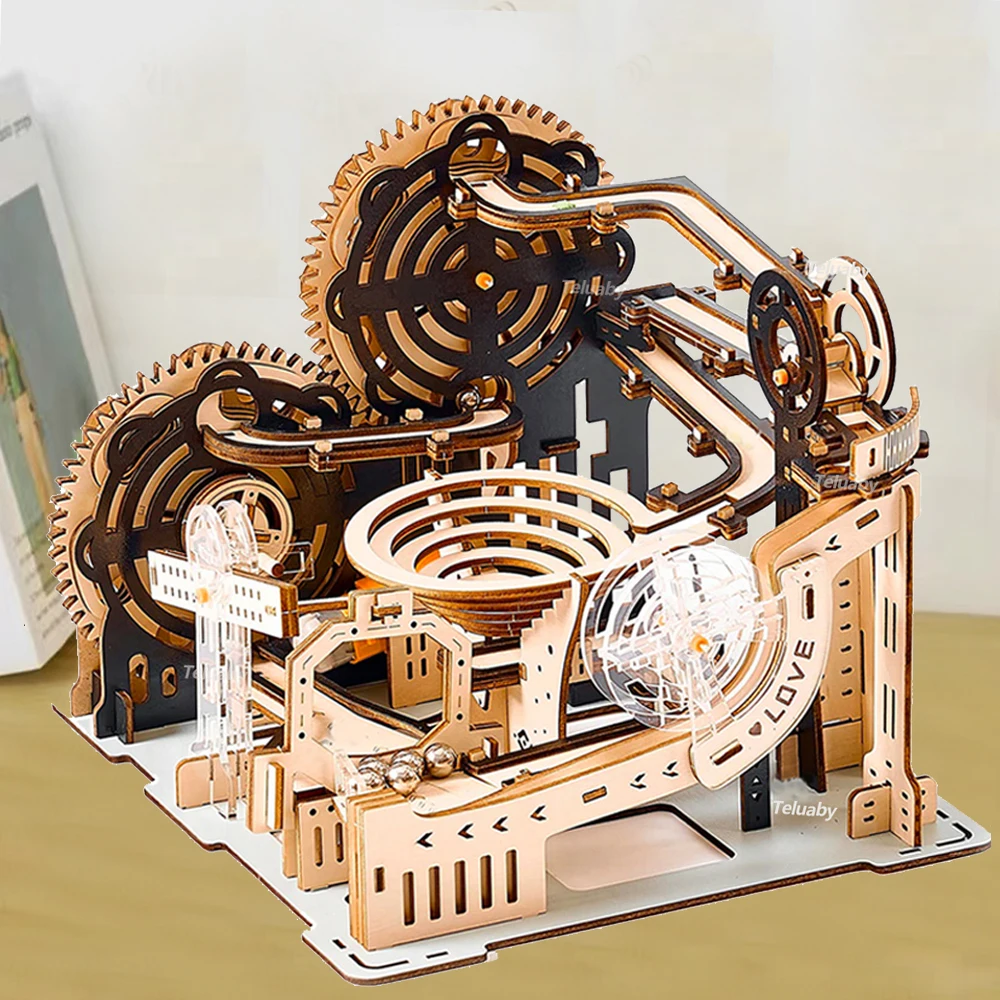 3D Wooden Puzzle Marble Run Set DIY Assemble Mechanical Model Building Kits STEAM Educational Toys for Adult Kids Birthday Gifts - Imagen 10