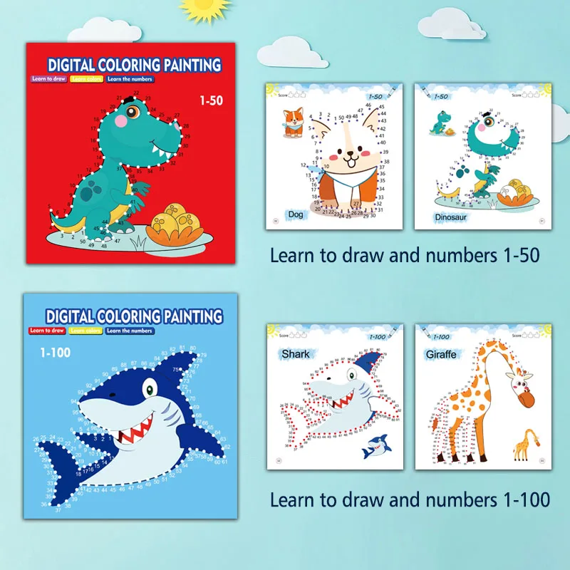 Line drawing, children's doodle books, learning numbers, early education to improve grades, fun drawing games, holiday gifts - Imagen 8