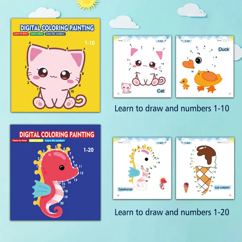 Line drawing, children's doodle books, learning numbers, early education to improve grades, fun drawing games, holiday gifts - Imagen 9