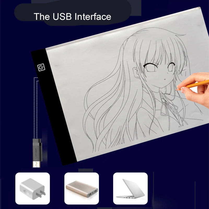 Led Drawing Copy Pad 3 Level Dimmable Board Table Animation Painting Educational Toys Gift Adjustable Light Notepad For Children - Imagen 2