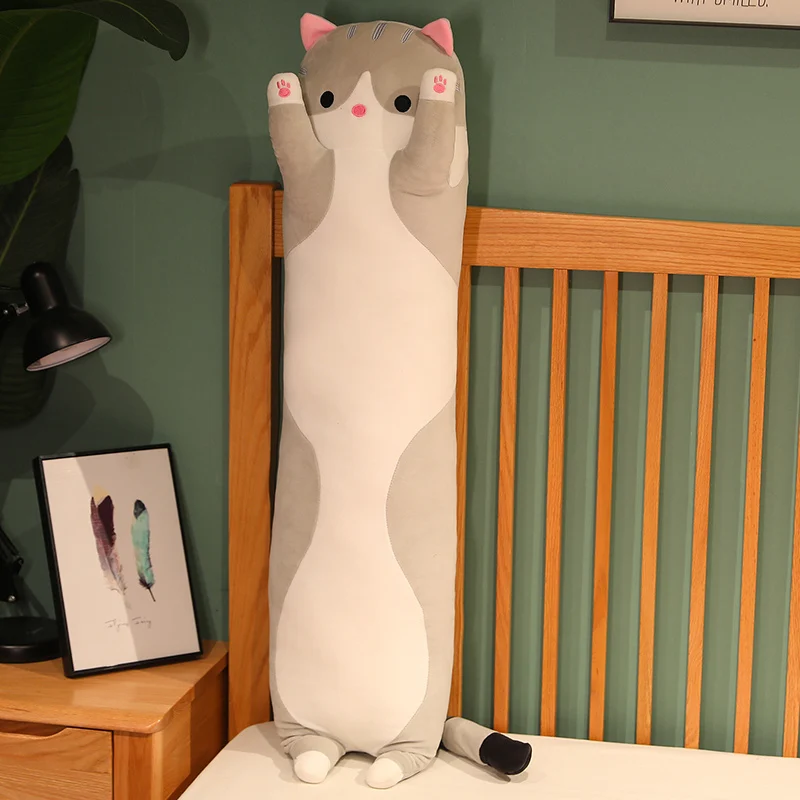 50/70/90/110/130cm Funny Joy Cute Soft Long Cat Plush Toys Pause Office Nap Pillow Bed Sleep Home Decor Doll for Kids Girl Gift - Imagen 8