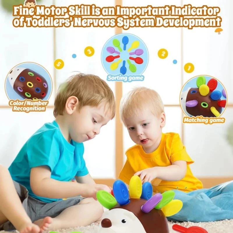 Sensory Hedgehog Toys Toddler Montessori Fine Motor Toys Baby Preschooler Educational Sensory Travel Toys for Age 1 2 3 4 Year - Imagen 3