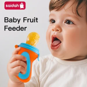 SAIDAH Infant Baby Food Fruit & Vegetable Feeder with Medium Mesh Bag Food Grade Liquid Silicone Yummy Nourishment Feeding