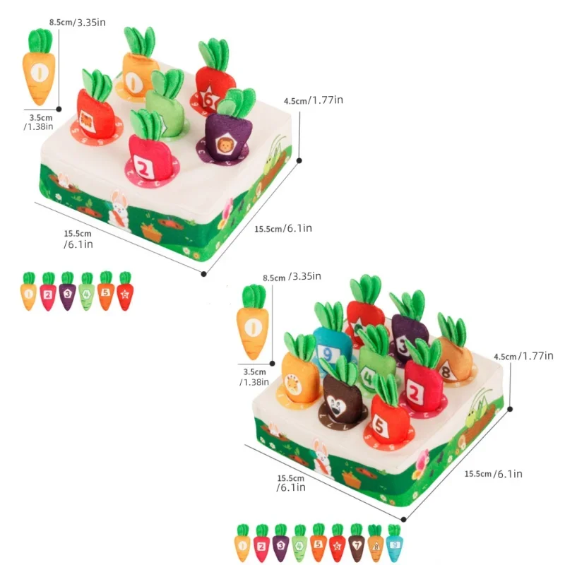 Baby Carrot Harvest Game Cotton Montessori Game Shape Color Classification Matching Puzzle Recognition 0-3 Baby Puzzle Toy - Imagen 6