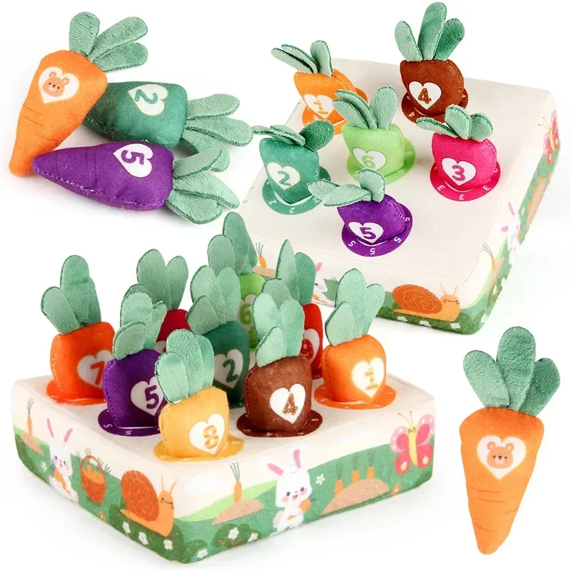 Baby Carrot Harvest Game Cotton Montessori Game Shape Color Classification Matching Puzzle Recognition 0-3 Baby Puzzle Toy - Imagen 10