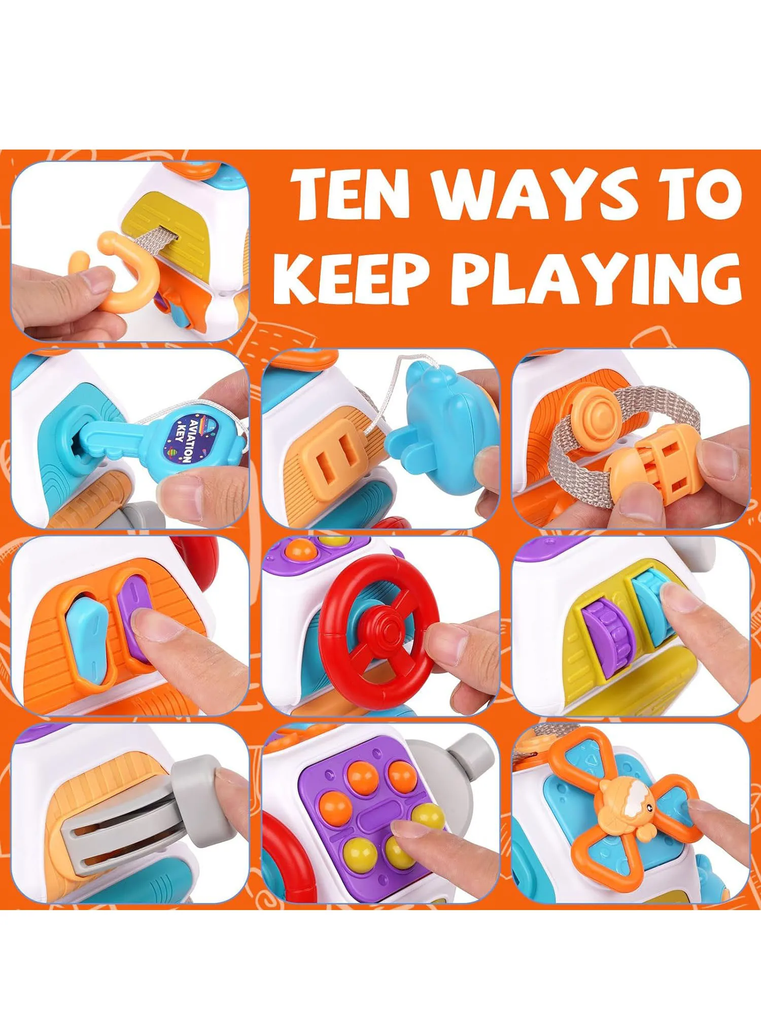 Baby Busy Board Cube Montessori Sensory Toys for Toddler Educational Learning Activities Travel Toy Lock Box Fine Motor Skill - Imagen 11