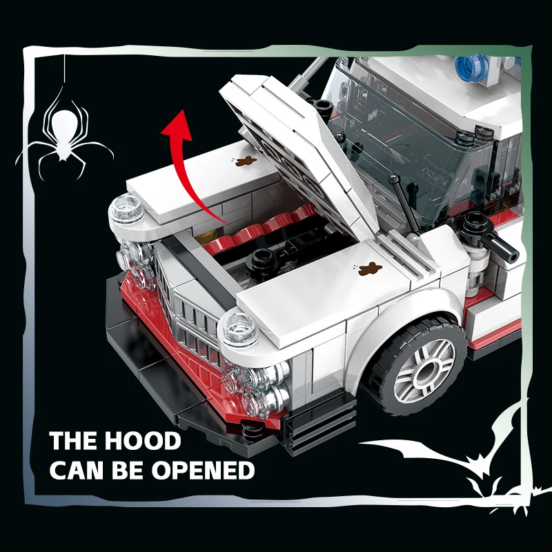 Mini Ghost Racing Car Building Blocks 562PCS MOC RetroAmbulance Bricks DIY Assembly Toy Adults Halloween Christmas Birthday Gift - Imagen 5