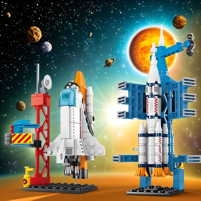 Space Rocket Building Blocks Set STEM Educational DIY Puzzle 3D Assembly Model Construction Toy for Kids Boys Girls School Gift - Imagen 3