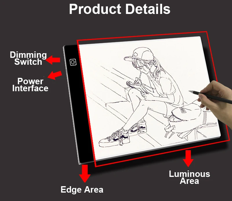 Led Drawing Copy Pad 3 Level Dimmable Board Table Animation Painting Educational Toys Gift Adjustable Light Notepad For Children - Imagen 10