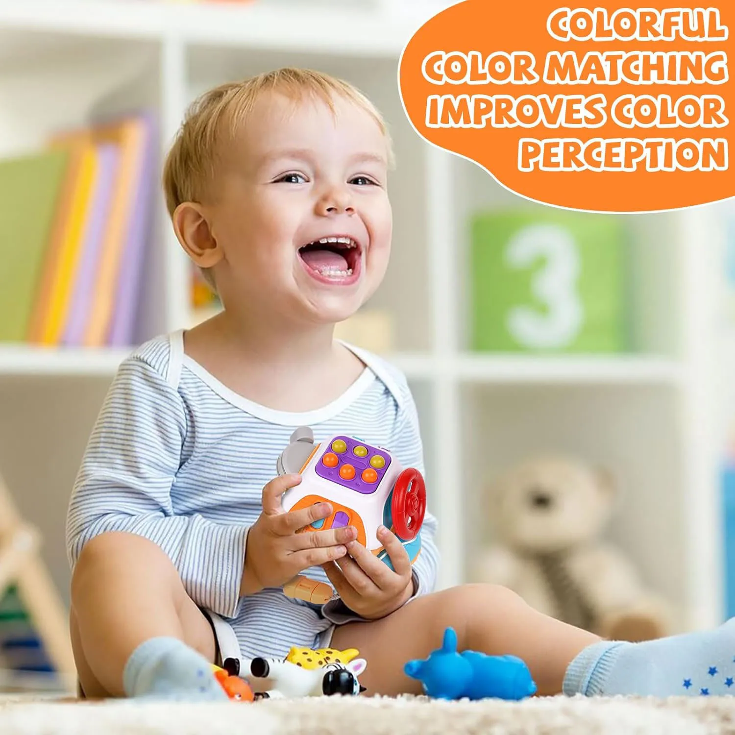 Baby Busy Board Cube Montessori Sensory Toys for Toddler Educational Learning Activities Travel Toy Lock Box Fine Motor Skill - Imagen 15