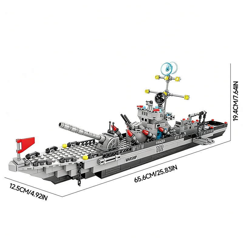 65CM Super Large Navy Warship Building Blocks Army Ship Model 6 in 1 Multi Shape Building Blocks Toy Set for Boys Toys - Imagen 15