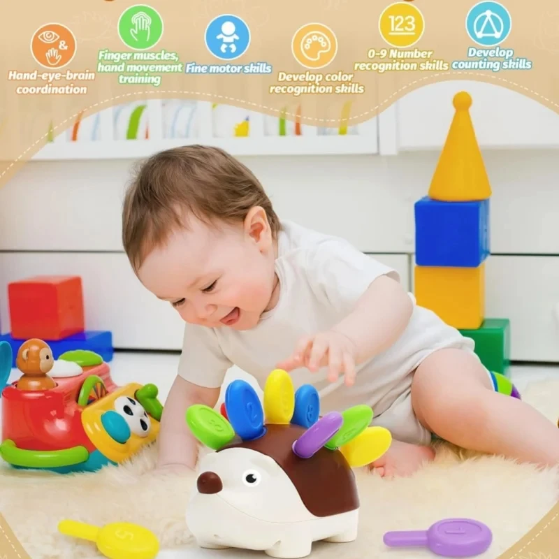 Sensory Hedgehog Toys Toddler Montessori Fine Motor Toys Baby Preschooler Educational Sensory Travel Toys for Age 1 2 3 4 Year - Imagen 2