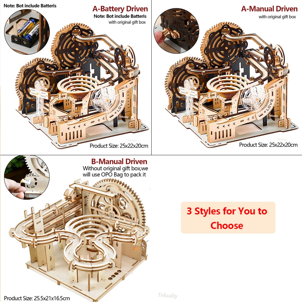 3D Wooden Puzzle Marble Run Set DIY Assemble Mechanical Model Building Kits STEAM Educational Toys for Adult Kids Birthday Gifts - Imagen 6