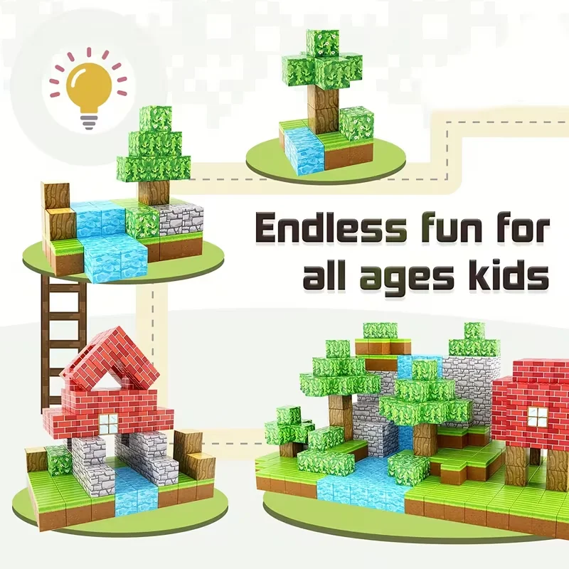 20-500PCS Random Magnetic Cubes, Kids STEM Building Blocks, Creative Stacking Toy, Gift for Boys Girls 3+ - Imagen 30