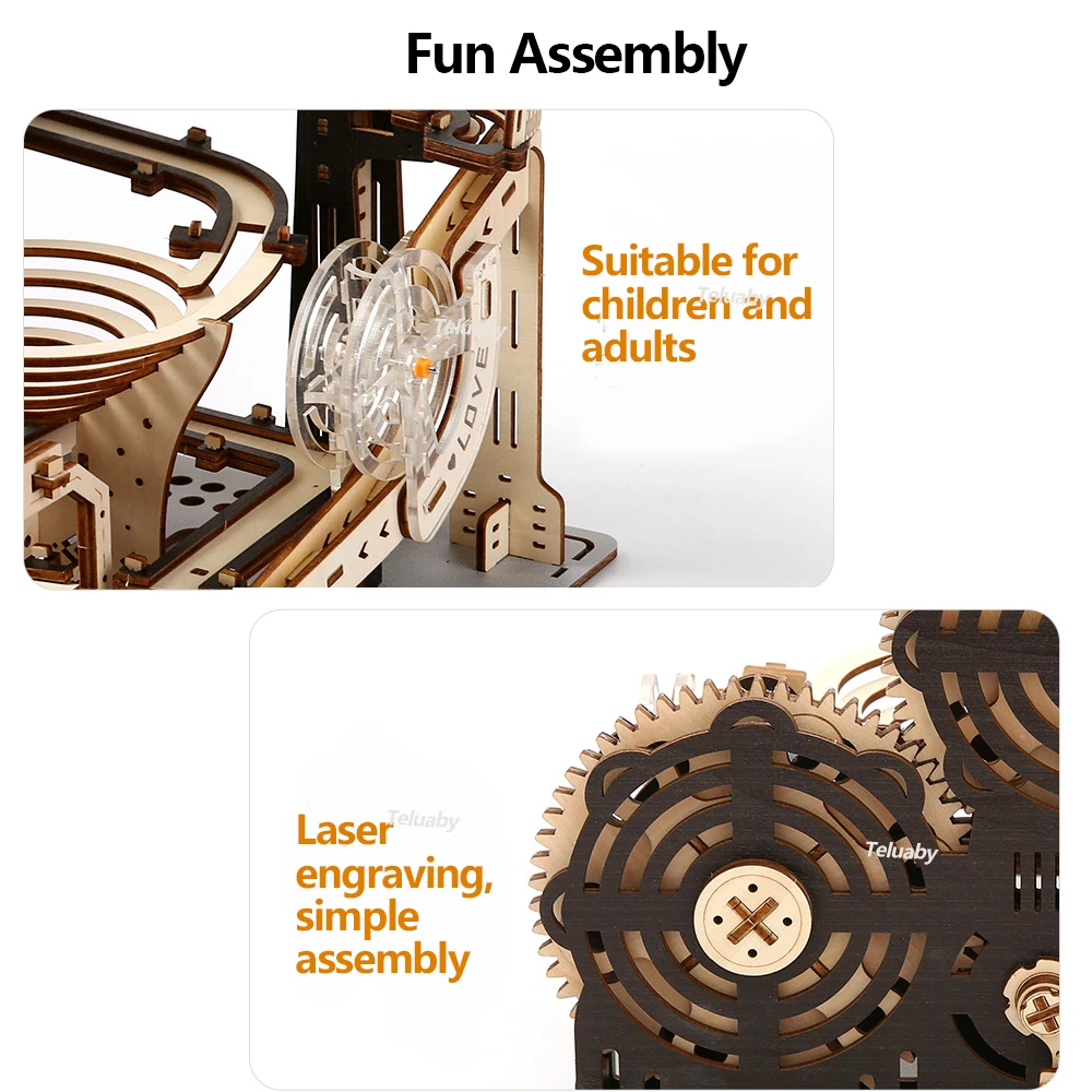 3D Wooden Puzzle Marble Run Set DIY Assemble Mechanical Model Building Kits STEAM Educational Toys for Adult Kids Birthday Gifts - Imagen 21