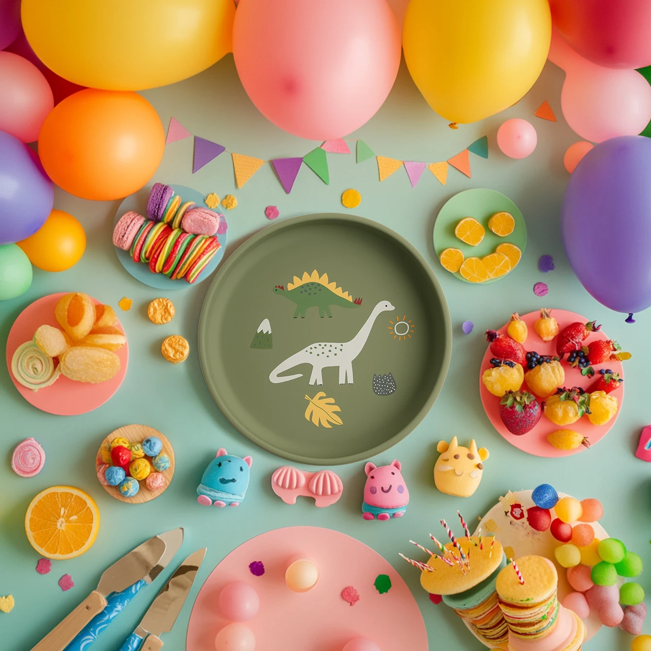 1PCS Dinosaur Silicone Baby Plate BPA Free Cartoon Food Tray For Toddlers Self Feeding Training 6M+ Easy Clean Tableware - Imagen 5