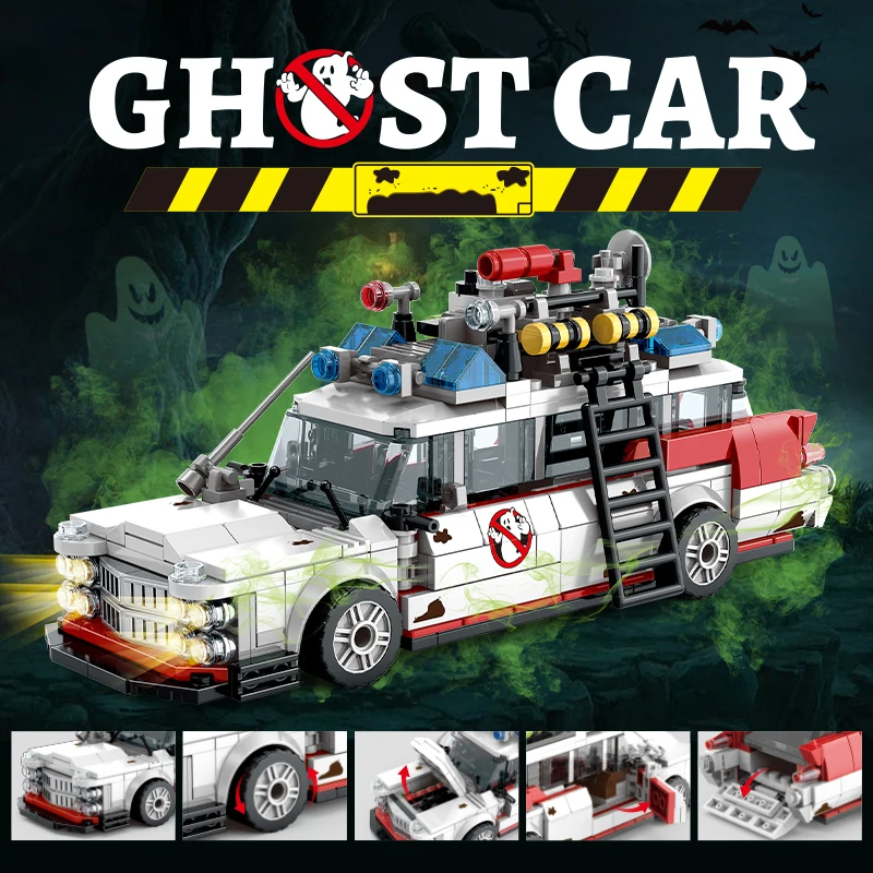 Mini Ghost Racing Car Building Blocks 562PCS MOC RetroAmbulance Bricks DIY Assembly Toy Adults Halloween Christmas Birthday Gift - Imagen 7