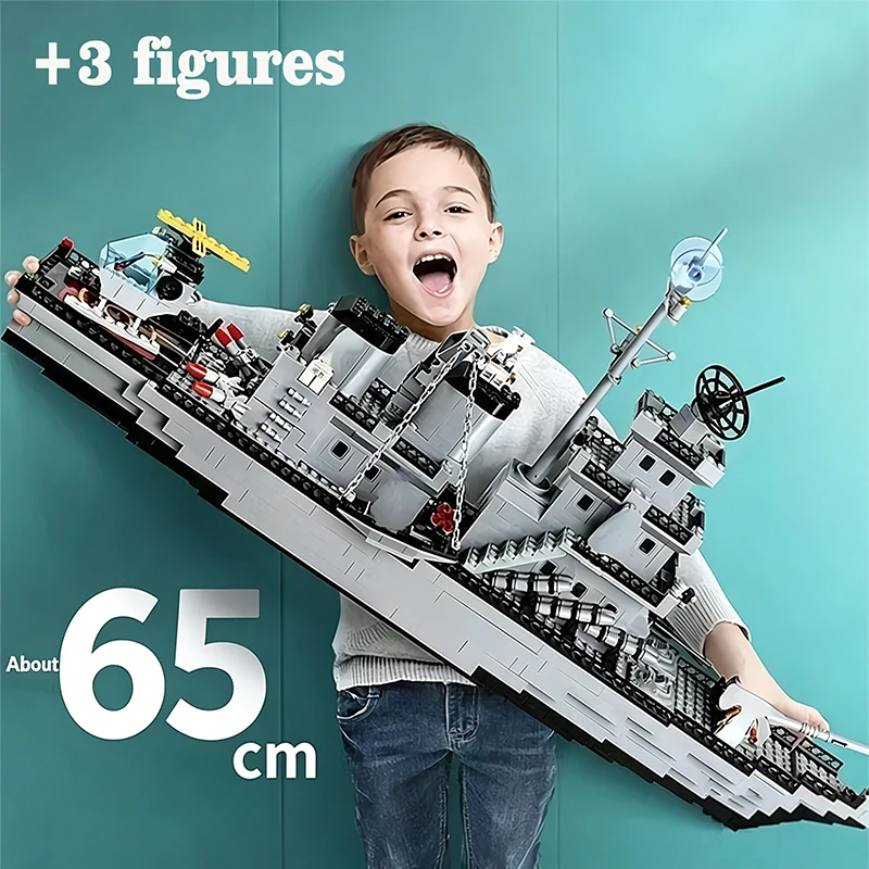 65CM Super Large Navy Warship Building Blocks Army Ship Model 6 in 1 Multi Shape Building Blocks Toy Set for Boys Toys - Imagen 7
