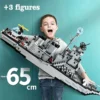 65CM Super Large Navy Warship Building Blocks Army Ship Model 6 in 1 Multi Shape Building Blocks Toy Set for Boys Toys