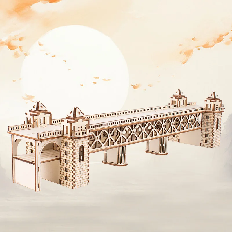 3D Wooden Puzzle Streetcar Sakura Journey Tram Station Retro Car Bus Model DIY Assembly Toys For Children Kids Desk Decoration - Imagen 4