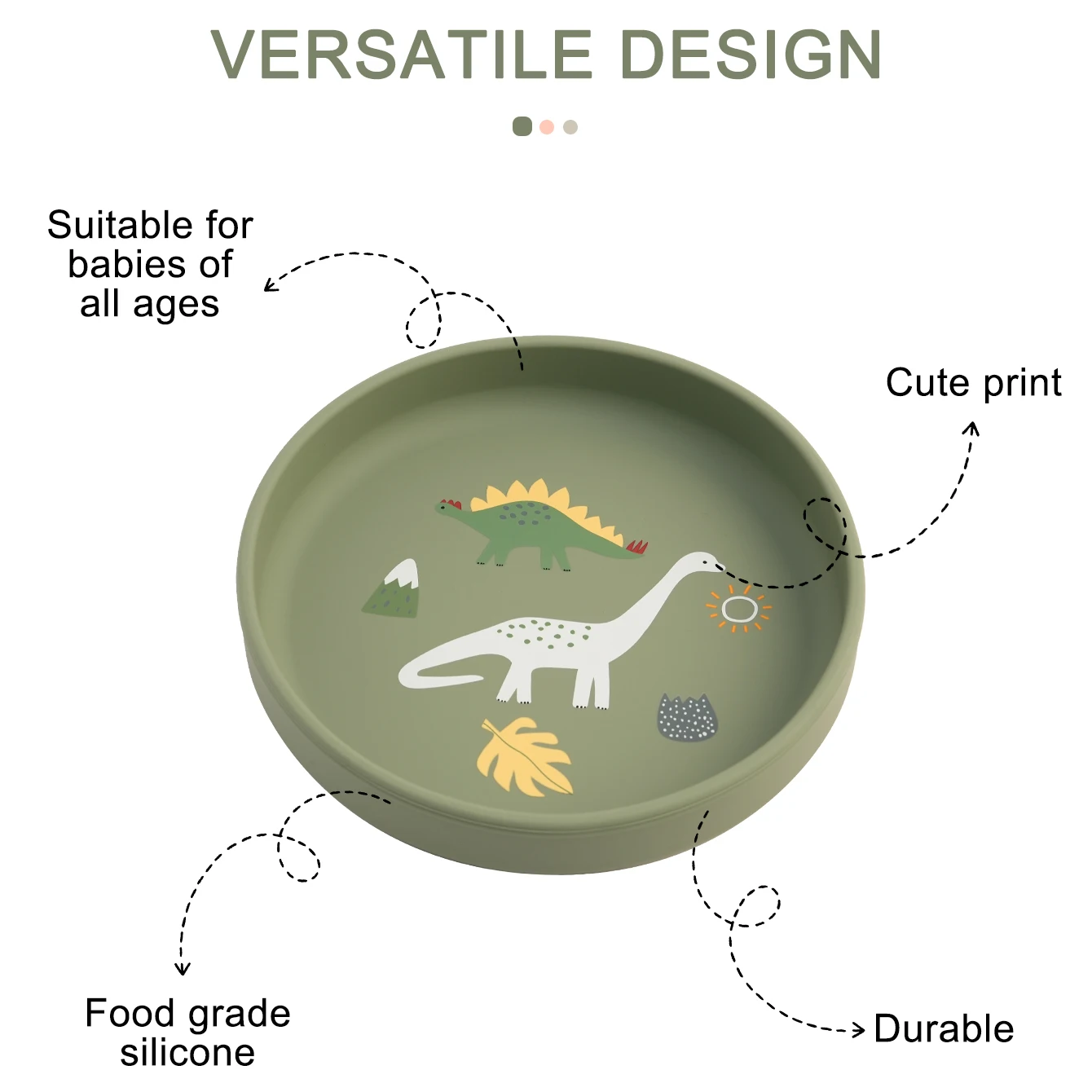 1PCS Dinosaur Silicone Baby Plate BPA Free Cartoon Food Tray For Toddlers Self Feeding Training 6M+ Easy Clean Tableware - Imagen 4